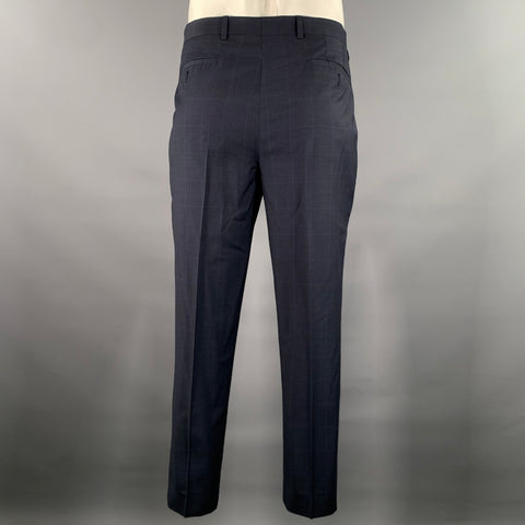 PAUL SMITH Size 42 Navy Blue Window Pane Wool Notch Lapel Suit
