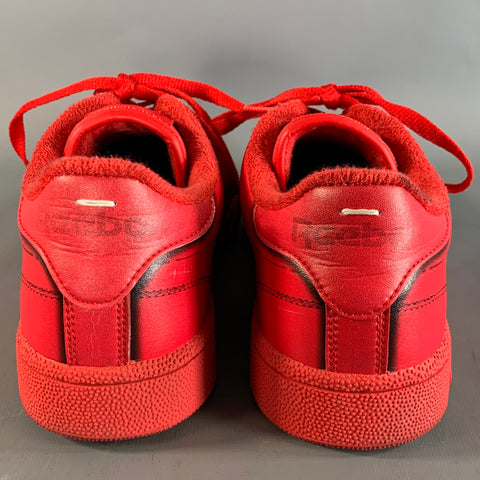 MAISON MARGIELA Size 9.5 Red Black Comic Leather Cup sole Sneakers