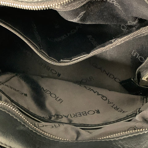 ROBERTA GANDOLFI Medium Black Puffy Quilted Nylon Woven Tote Handbag