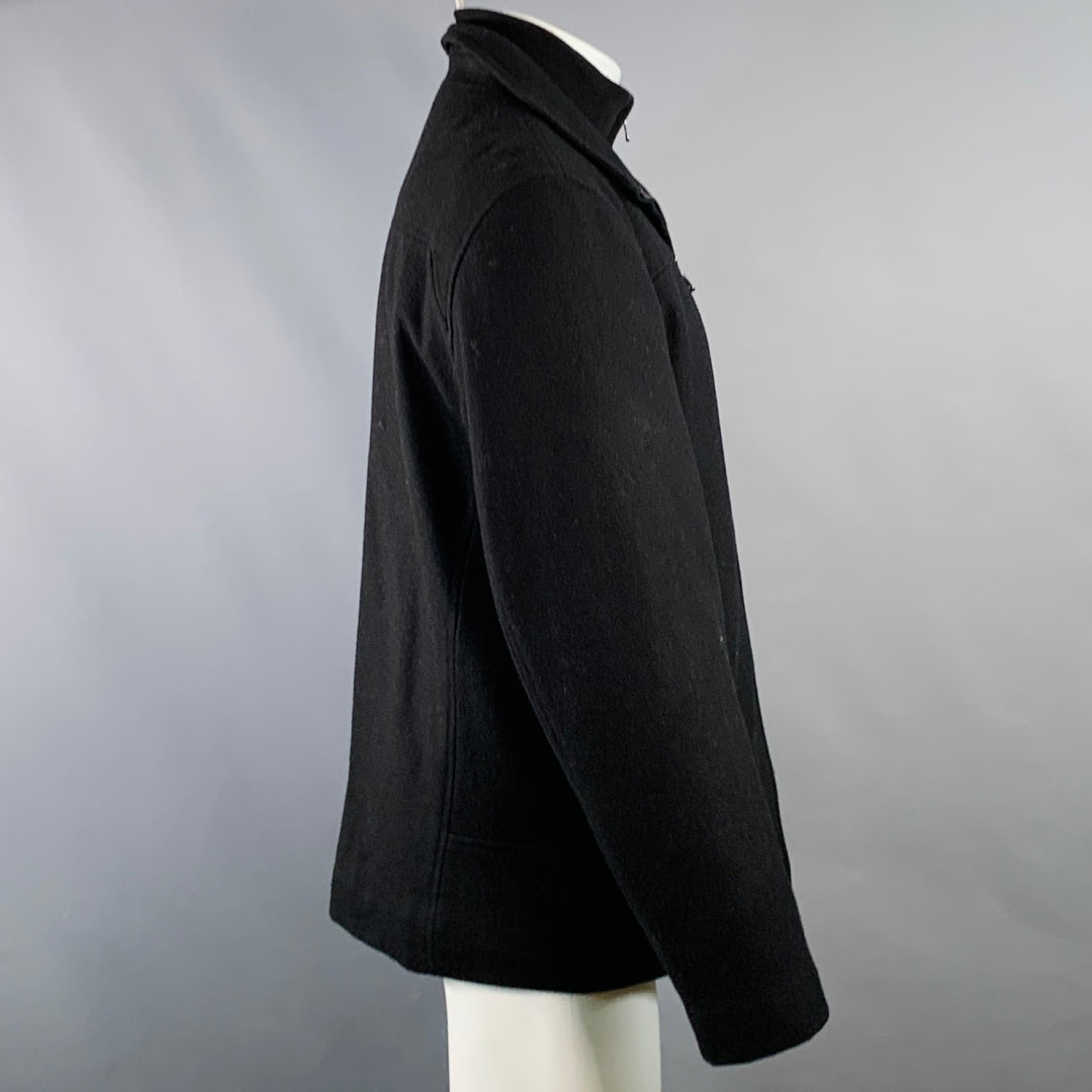 CALVIN KLEIN Size S Black Wool Blend Layered Zip Up Jacket