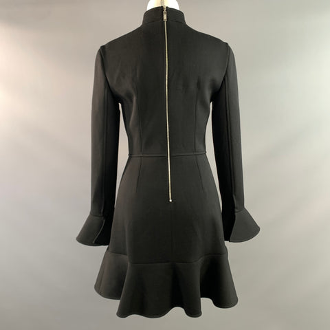 LOUIS VUITTON FW2016 Size 4 Black Wool Blend Snap buttons Knee Length Cocktail Dress