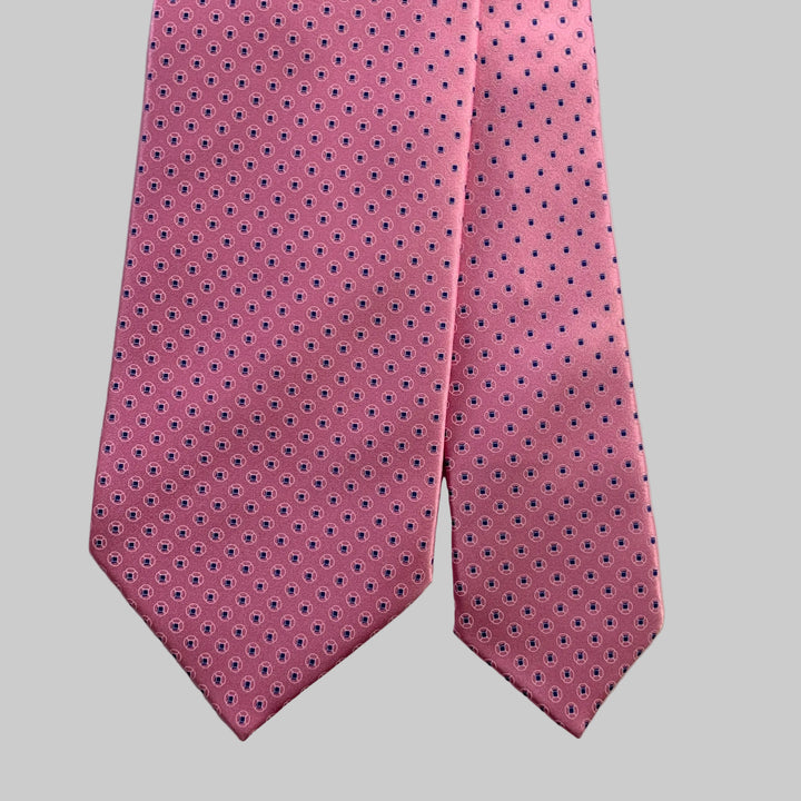 DOLCEPUNTA Pink Blue Floral Dot Silk Tie