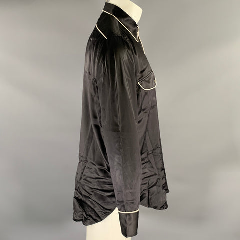 LEVI'S Size M Black White Rayon Blend Rodeo Shirt
