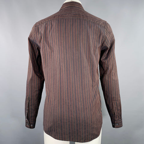 GIVENCHY Size M Black Orange Stripe Long Sleeve Shirt