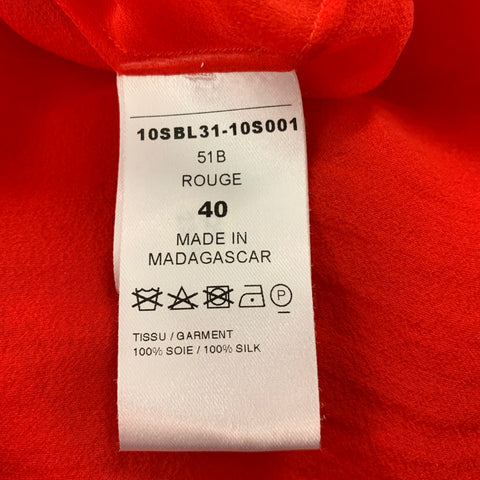 CHLOE Top de vestido sin mangas con volantes de seda roja talla 8