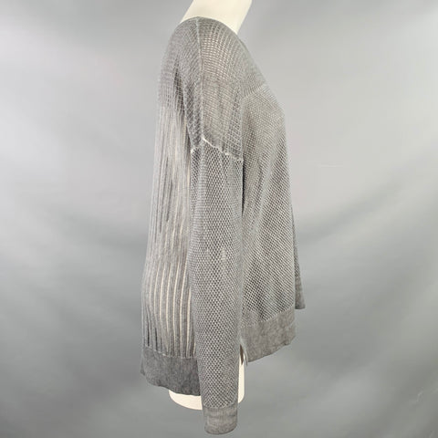 MARGARET OLEARY Haut décontracté à manches longues en tricot gaufré de coton gris, taille M