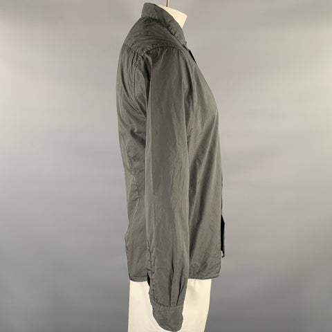 BARENA Size XL Grey Cotton Long Sleeve Shirt