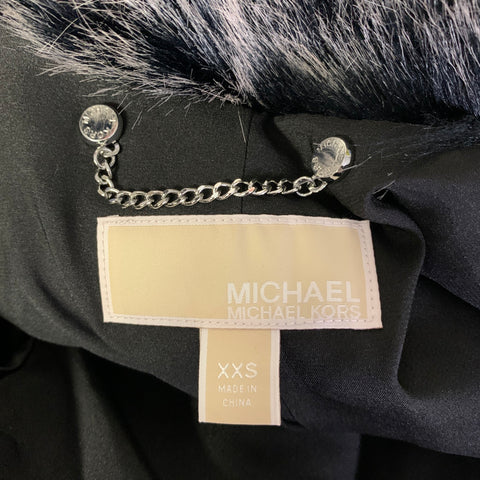 MICHAEL by MICHAEL KORS Size XXS Grey Black Faux Fur Acrylic Coat