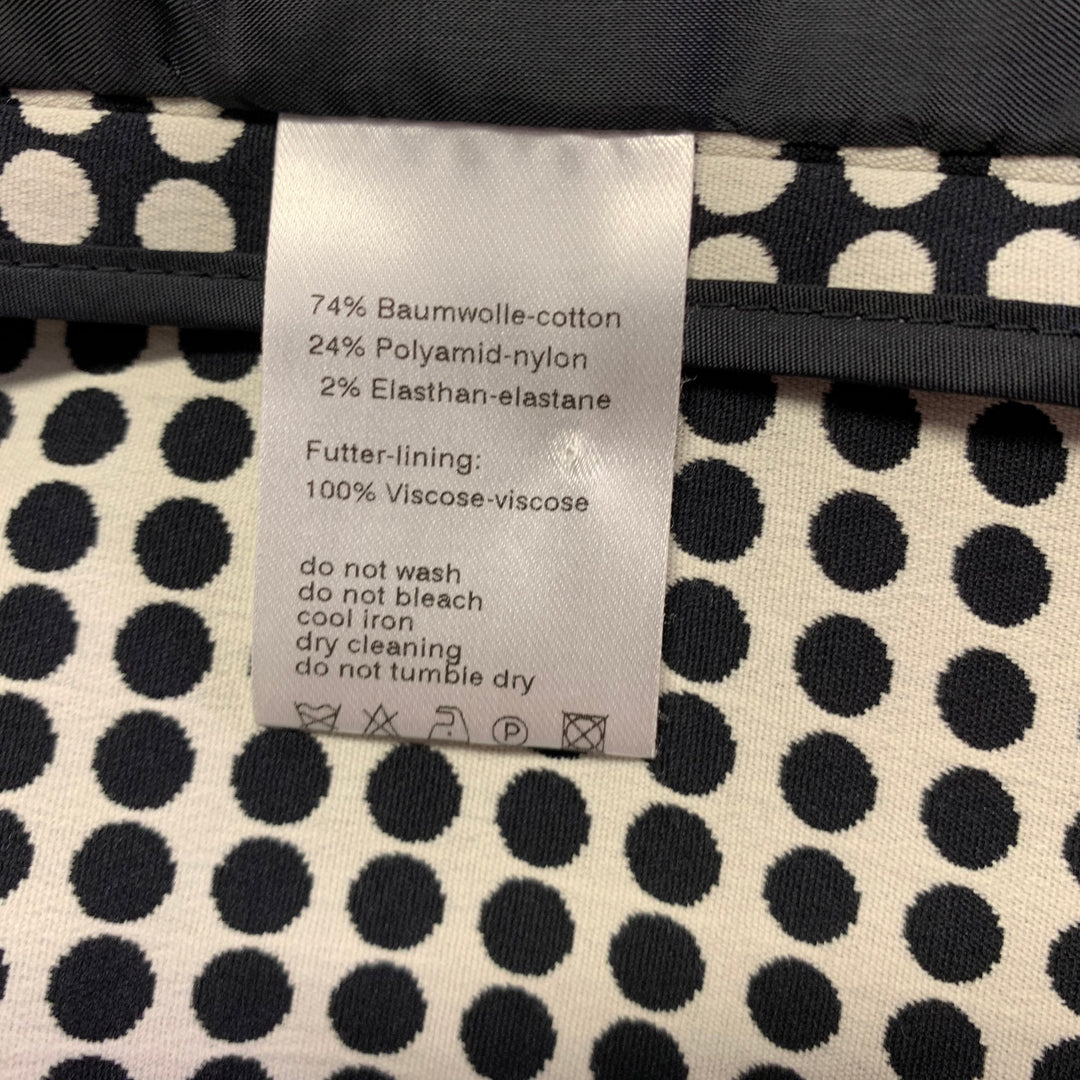 AKRIS Size 4 Black White Cotton Blend Polka Dot Notch Lapel Jacket Dress Set