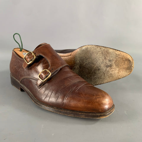 JOHN LOBB Size 9 Brown Leather Monk Strap Loafers