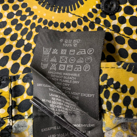 BURBERRY Size XS Gold Black Ankara Cotton Long Sleeve Shirt