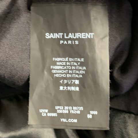SAINT LAURENT Size 40 Black Polyester Blend Sequined Peak Lapel Sport Coat