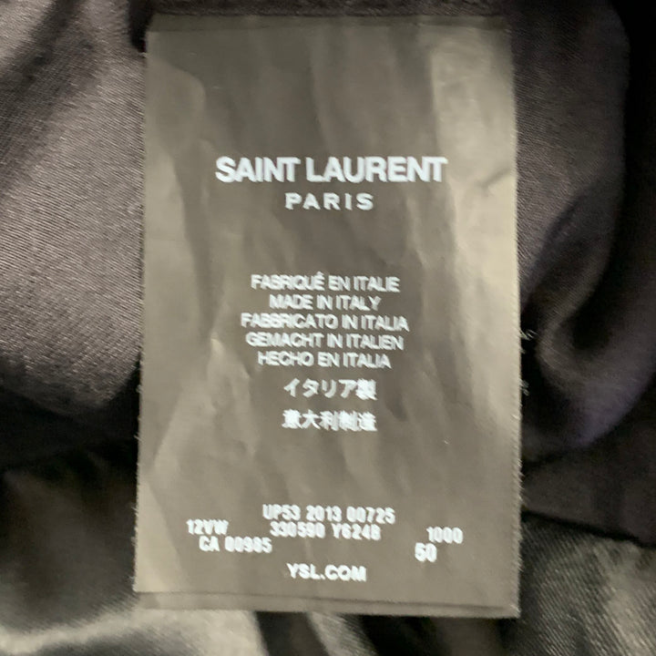 SAINT LAURENT Size 40 Black Polyester Blend Sequined Peak Lapel Sport Coat