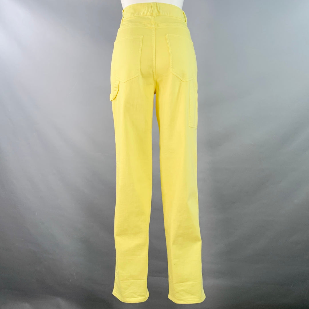 TIBI Size 25 Yellow Cotton Blend Straight Five Pocket Zip Fly Casual Pants