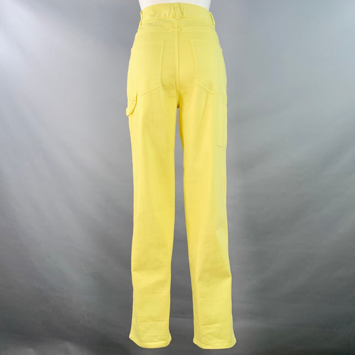 TIBI Size 25 Yellow Cotton Blend Straight Five Pocket Zip Fly Casual Pants