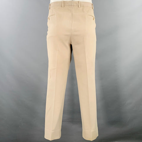 Pantalon décontracté ERMENEGILDO ZEGNA taille 38, mélange de coton beige, devant plat