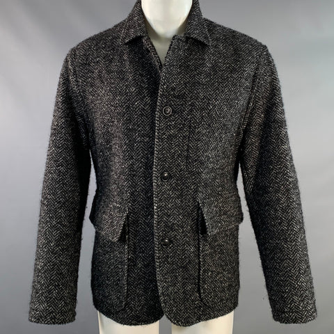 Blouson TODD SNYDER Taille M Gris Noir Chevrons Mélange Laine Vierge