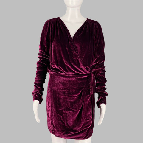 ATTICO Size S Pink Raspberry Velvet V-Neck Mini Dress