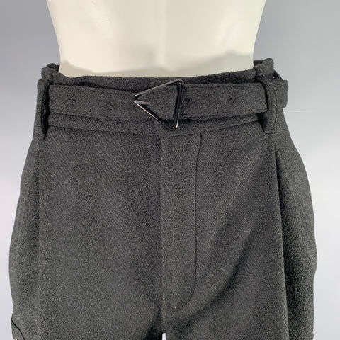 BOTTEGA VENETA Size 0 Black Lambswool blend Herringbone Cargo Casual Pants