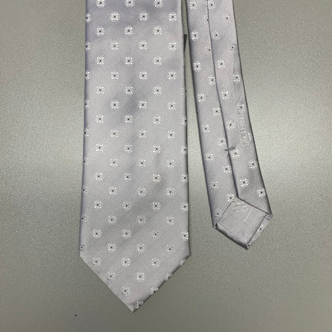 BRIONI Grey White Floral Silk Tie