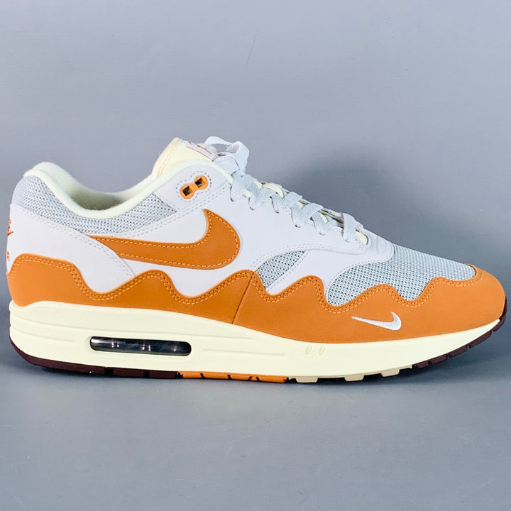 NIKE PATTA AIR MAX x PATTA Size 13 Monarch White Orange Leather Suede Chunky Sole Sneakers