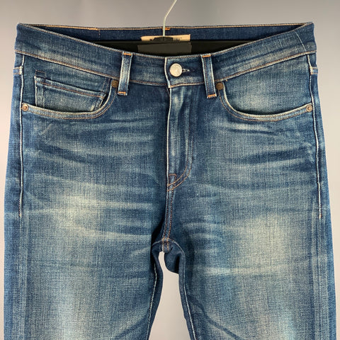LEVI'S MADE & CRAFTED Size 29 Needle Narrow Blue Distressed Cotton Blend Skinny Jeans
