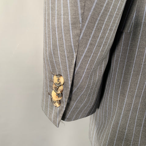 ERMENEGILDO ZEGNA Size 46 Grey Blue Pinstripe Wool Suit