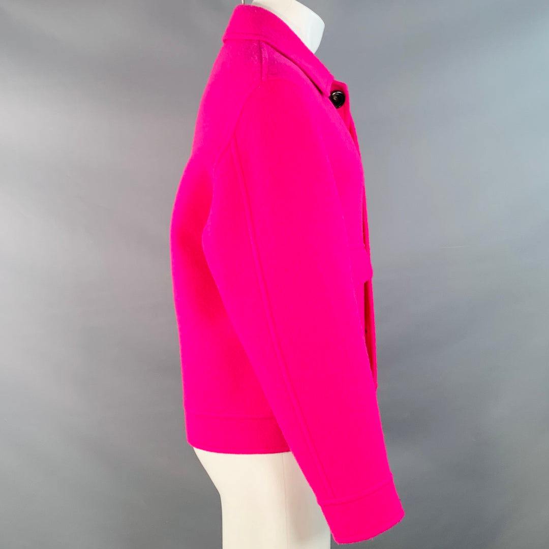 AMI by ALEXANDRE MATTIUSSI Size S Fuchsia Pink Textured Wool Button Up Jacket