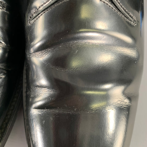 JOHN VARVATOS Size 11 Black Patent Leather Derby Lace Up Shoes