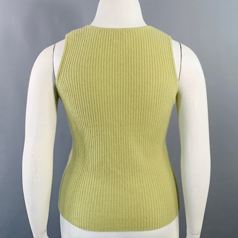 TSE Size L Green Cashmere Rib Knit Sleeveless Casual Top
