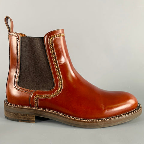 LANVIN Size 9 Cognac Brown Leather Pull On Boots