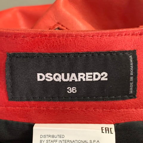 DSQUARED2 Size XS Red Lambskin Leather Low Rise Biker Casual Pants