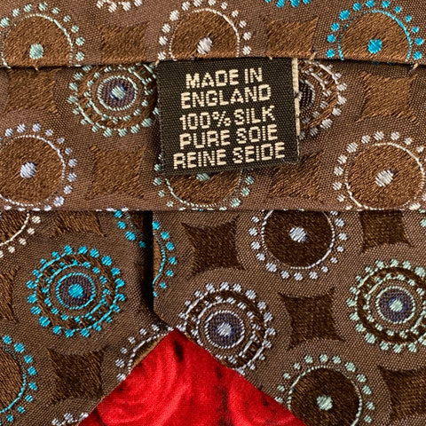 PAUL SMITH Brown Blue Circles Silk Tie