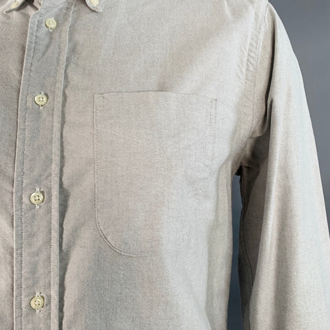 GITMAN BROS VINTAGE Size L Grey Cotton One Pocket Button Down Collar Long Sleeve Shirt