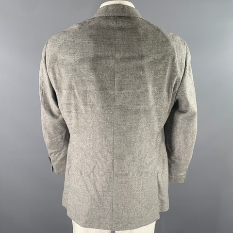 BRUNELLO CUCINELLI Size 46 Grey Glen Check Wool Cashmere Sport Coat