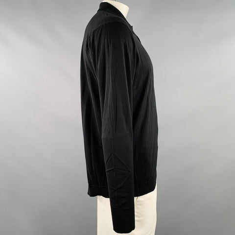 HARRODS Polo Manches Longues Coton Noir Taille XL