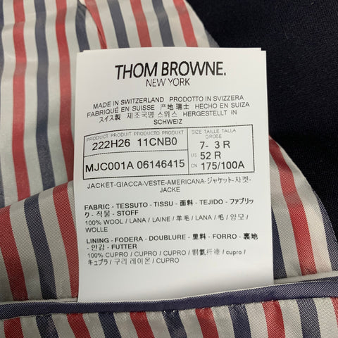 THOM BROWNE Size 42 Navy Stripe Wool Notch Lapel Sport Coat