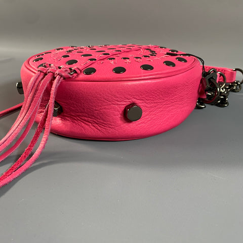 REBECCA MINKOFF Pink Gunmetal Studded Leather Cross Body Bag