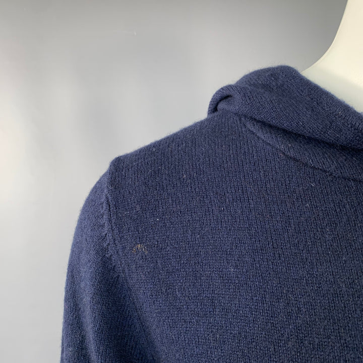 ASPESI Size M Navy Wool Yak Cashmere Hooded Pullover