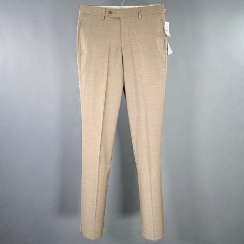 BROOKS BROTHERS Size 32 Brown Beige Heather Wool Blend Dress Pants