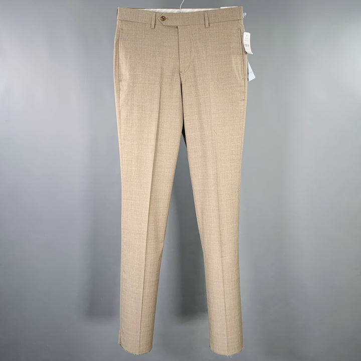 BROOKS BROTHERS Size 32 Brown Beige Heather Wool Blend Dress Pants