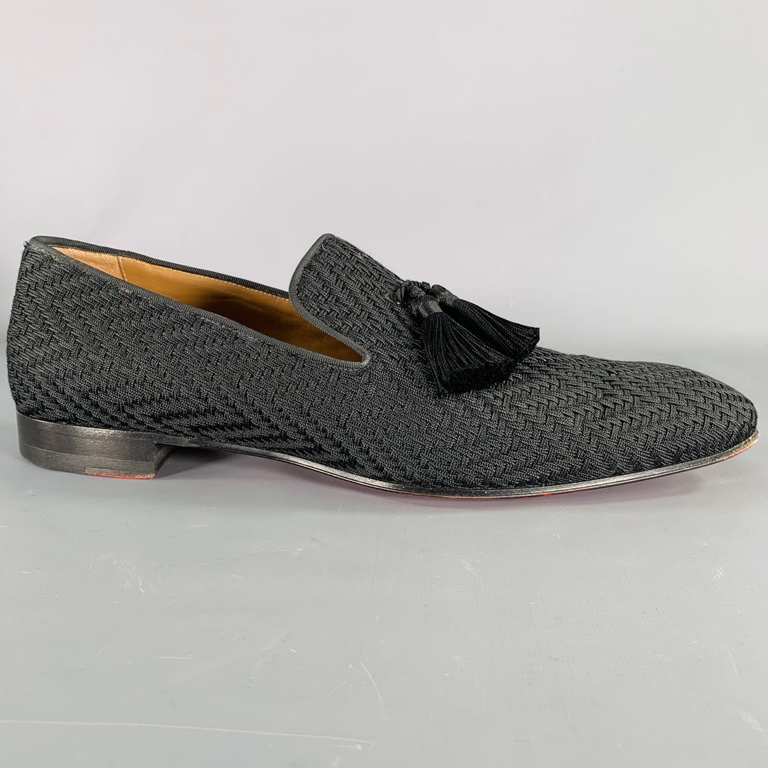 CHRISTIAN LOUBOUTIN Size 13 Black Woven Tassels Loafers 