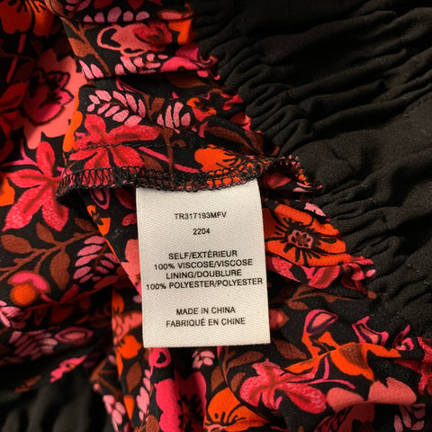 DEREK LAM Size 6 Pink Orange Viscose Floral V Neck Casual Top