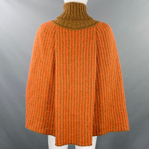 M MISSONI Size S Orange Brown Stripe Turtleneck Cape