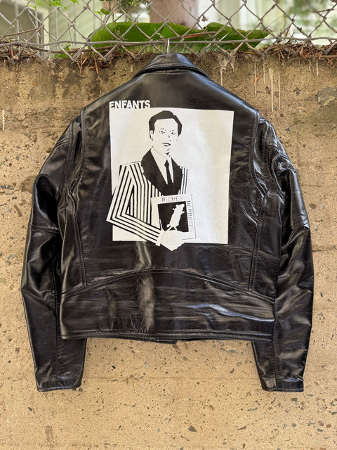 ENFANTS RICHES DEPRIMES ERD M Black Graphic Leather Biker Jacket