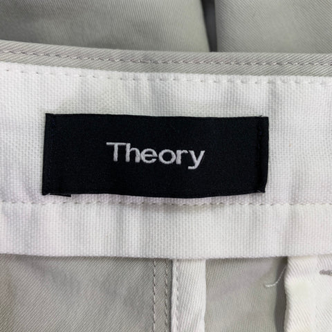 THEORY Size 32 Zaine Grey Cotton Blend Flat Front Casual Pants