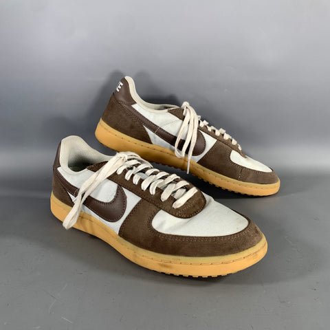 NIKE Size 10.5 Brown Silver Mixed Fabrics Suede Lifestyle Sneakers