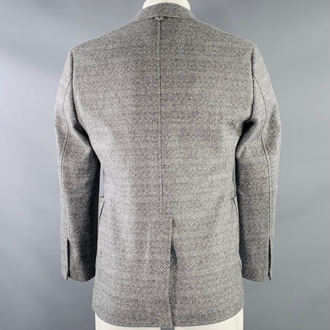 BLACK FLEECE Size 38 Grey Pattern Wool Notch Lapel Sport Coat