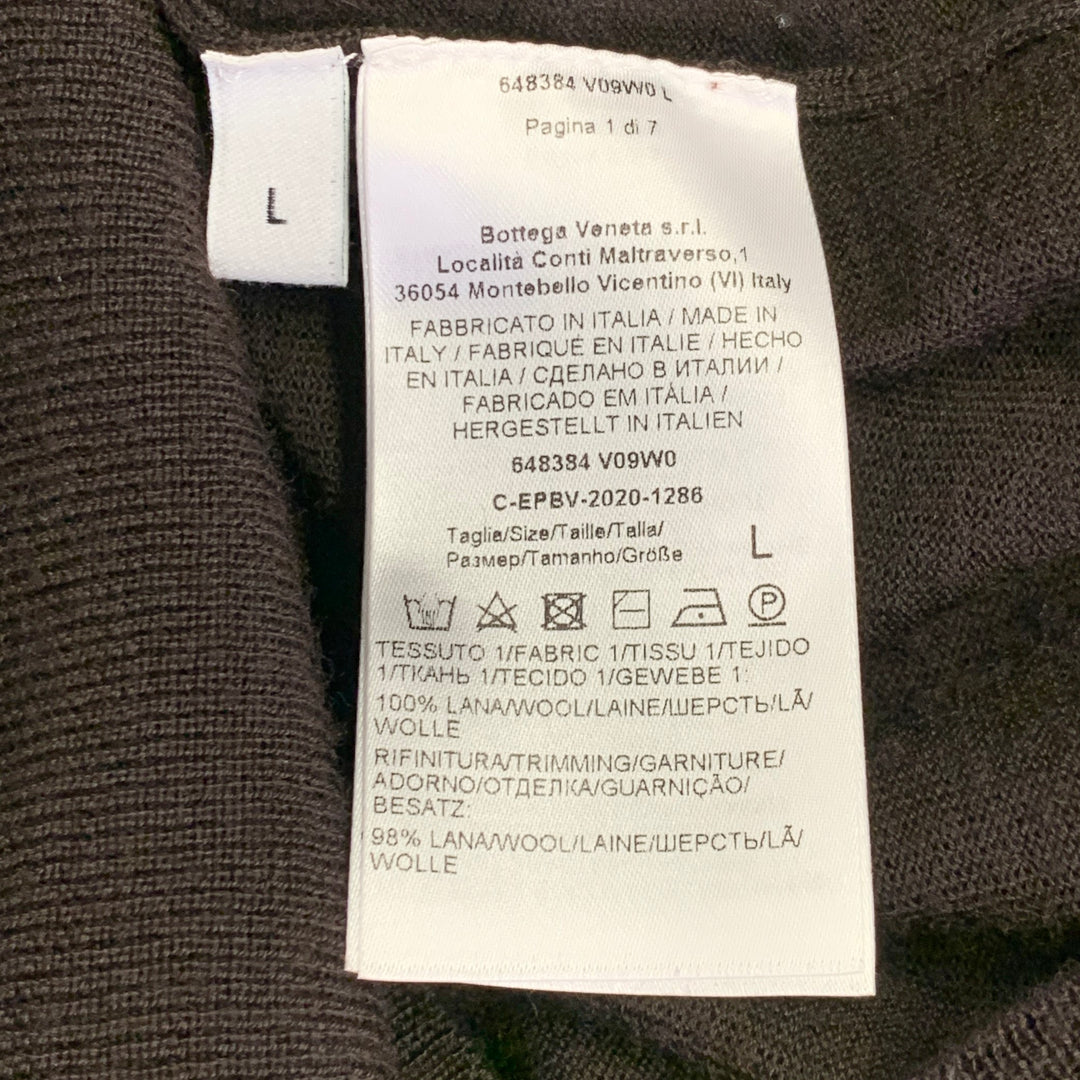 BOTTEGA VENETA Size L Brown Jersey Wool Long Sleeve Crew Neck Pullover