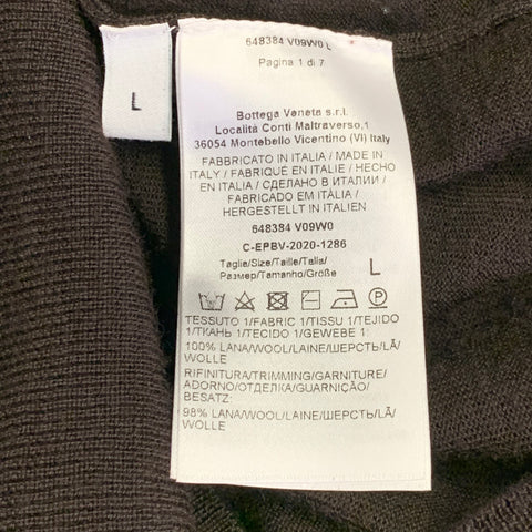 BOTTEGA VENETA Size L Brown Jersey Wool Long Sleeve Crew Neck Pullover